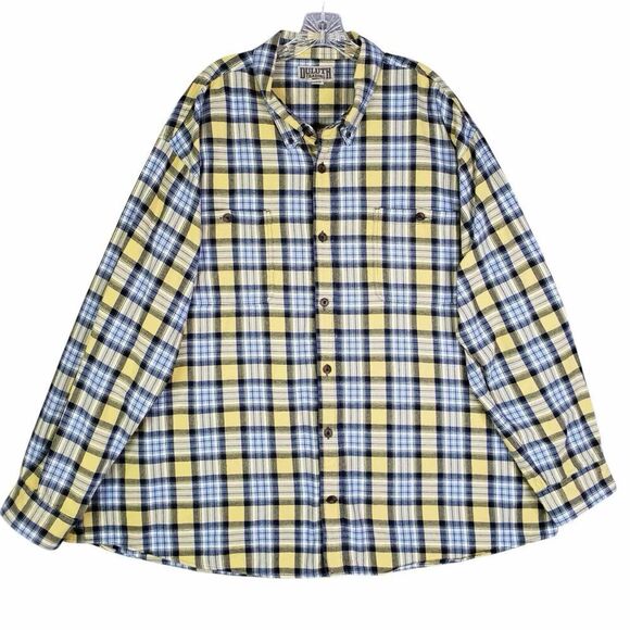 Duluth Trading Co Men’s Size 4XL Shirt LS Flannel Button Down Plaid Yellow - Picture 2 of 9